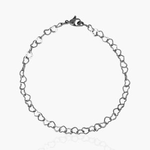 Pulseira Corrente Coração Entrelaçados em aço inoxidável
