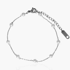 Pulseira bolinhas de Pérolas em aço