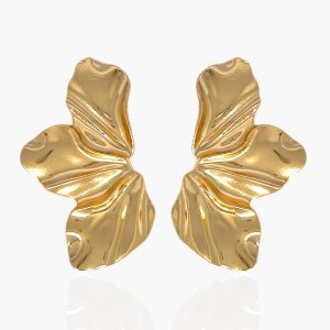 Brinco Orgânico Pétalas dourado em Aço Inoxidável