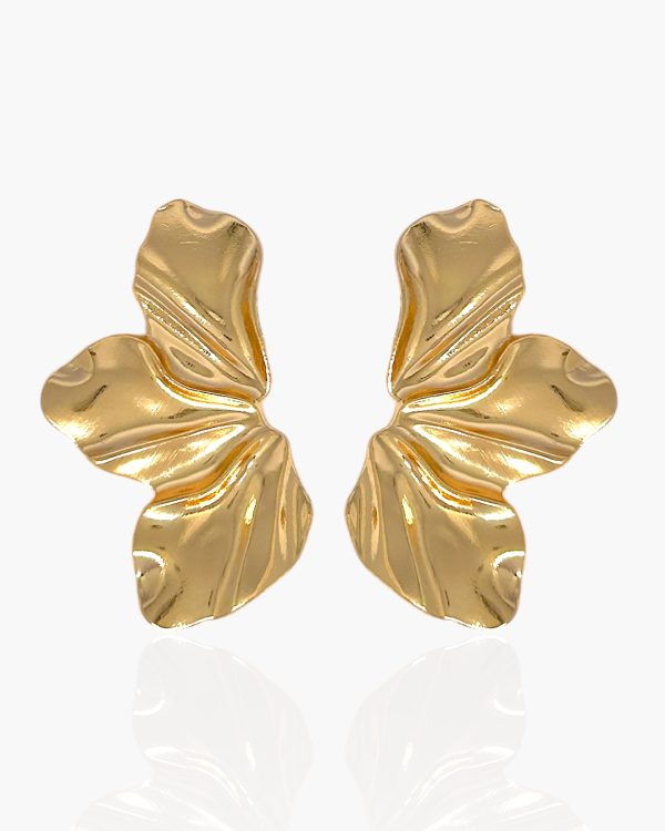Brinco Orgânico Pétalas dourado em Aço Inoxidável
