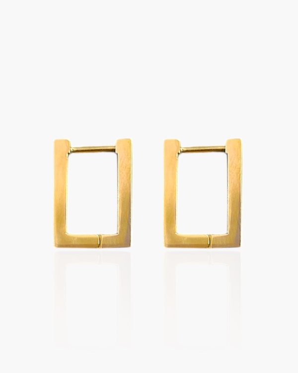 Argola Retângulo Click em Aço Inoxidável banhado a ouro 18k