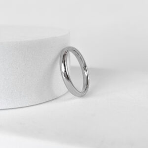Aliança Lisa Prata 3mm em Aço Inoxidável