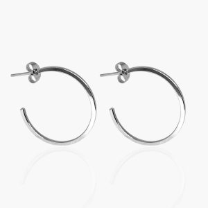 Brinco Argola Média Fina em Aço Inoxidável