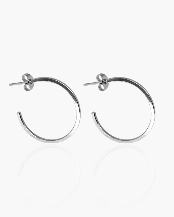 Brinco Argola Média Fina em Aço Inoxidável