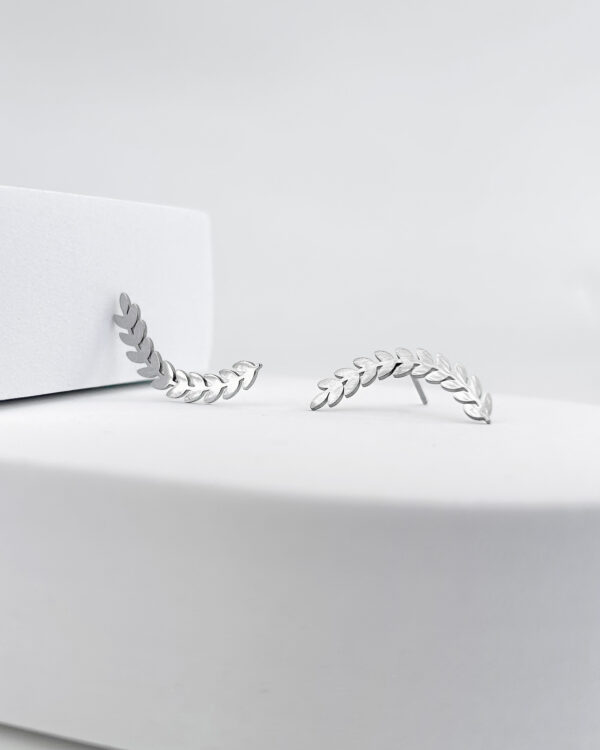 Brinco Ear Cuff Folhas em Aço Inoxidável - Imagem 3