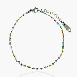 Pulseira Bolinhas Coloridas em Aço Inoxidável