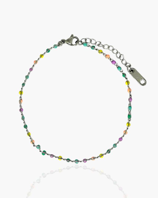 Pulseira Bolinhas Coloridas em Aço Inoxidável