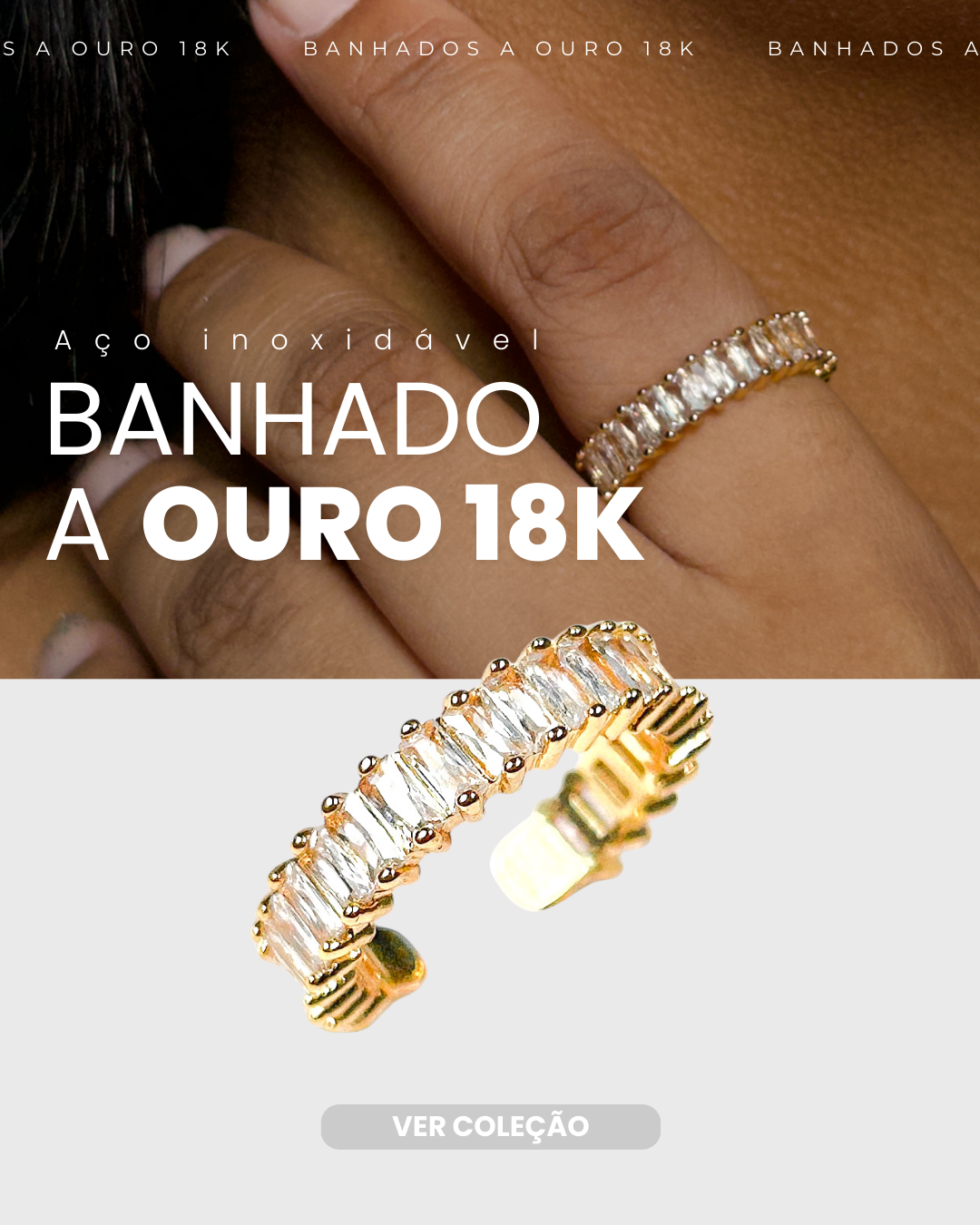 Acessórios em aço inoxidável banhados a ouro 18 k