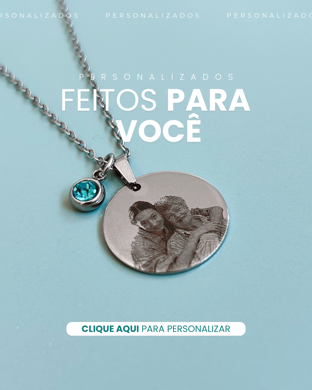 Colar personalizado com pingente de foto realista, presente exclusivo para o Dia das Mães.