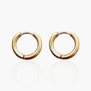 Argola Mini Click redonda em aço inoxidável banhado a ouro 18k
