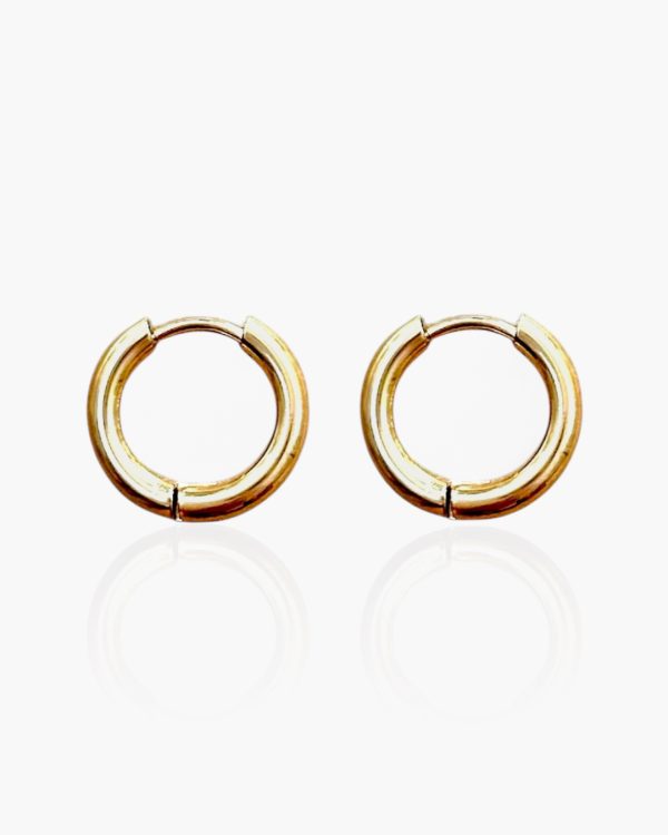 Argola Mini Click redonda em aço inoxidável banhado a ouro 18k