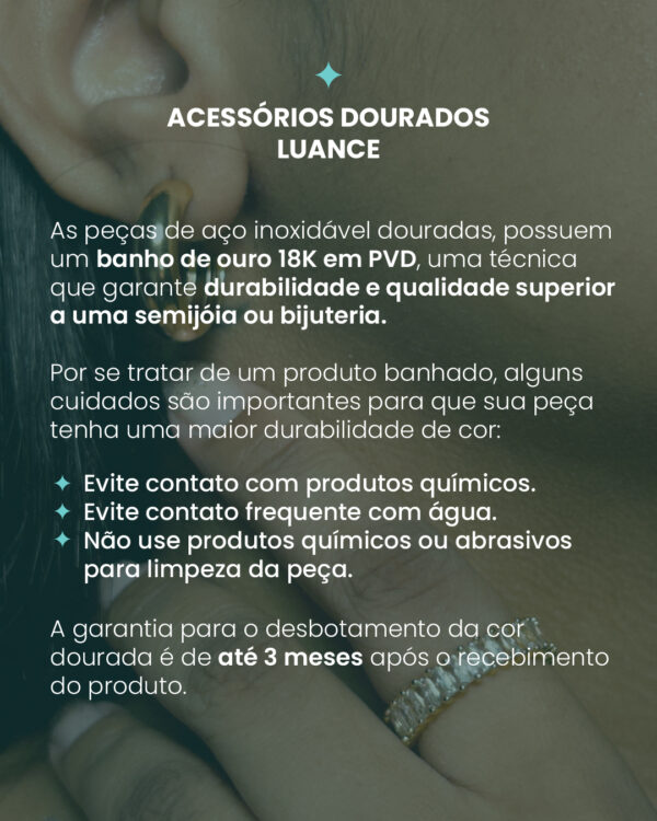 Argola Retângulo Click em Aço Inoxidável banhado a ouro 18k - Imagem 3