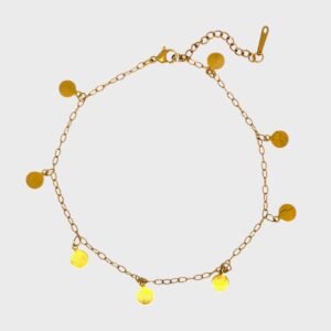 Tornozeleira medalhas dourado em Aço Inoxidável