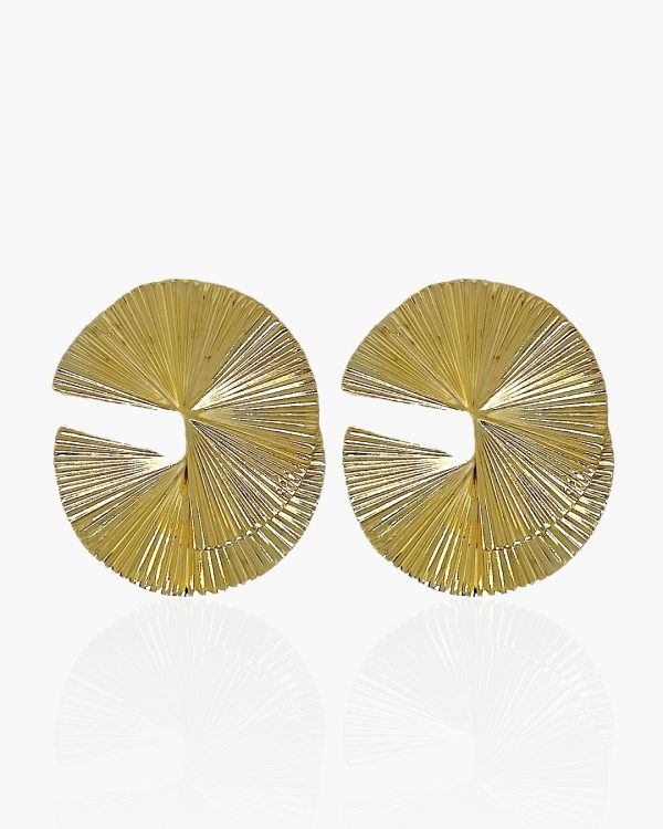 Brinco Leques Dourado em Aço Inoxidável