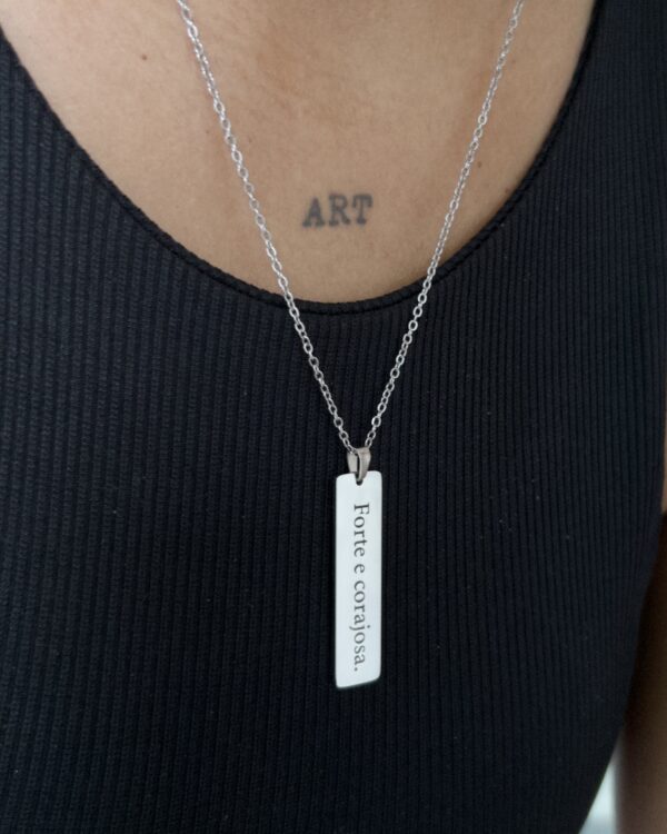 Colar Frase Retangular Personalizado em Aço Inoxidável - Imagem 2