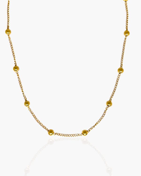 Colar Corrente Bolinhas Clássico em Aço Inoxidável banhado a ouro 18k