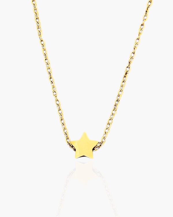 Colar Estrela 3D em aço inoxidável banhado a ouro 18k