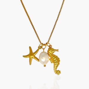 Colar Veneziana dourado Amuleto Pingente Personalizado em Aço Inoxidável