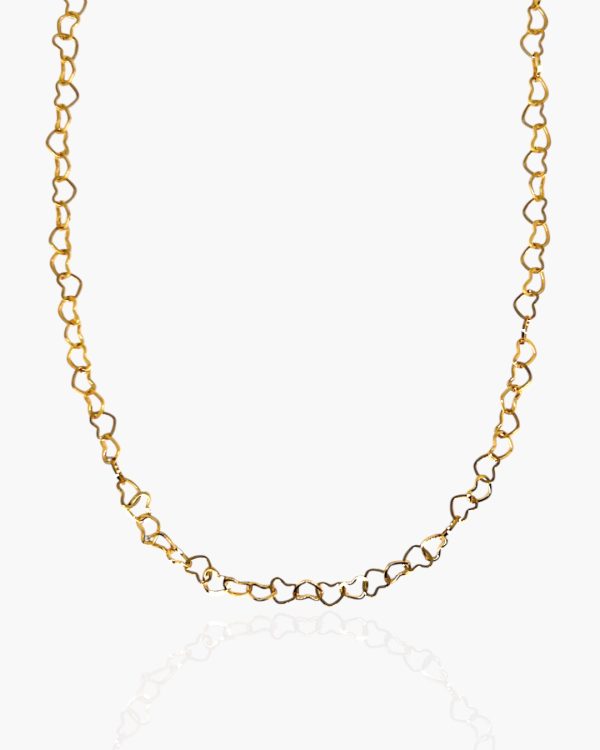 Colar Corrente Coração Entrelaçados em Aço Inoxidável banhado a ouro 18k