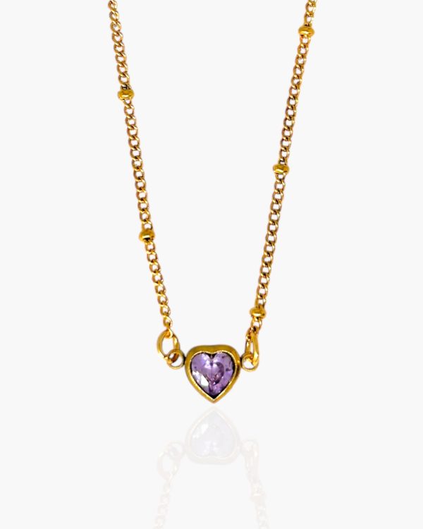Colar Bolinhas com Pingente Coração em Aço Inoxidável Dourado