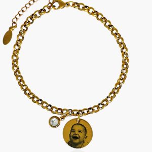 Pulseira Personalizada Foto em Aço banhado a Ouro 18K