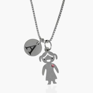 Colar Menininha com Medalha Inicial Personalizada em Aço Inoxidável