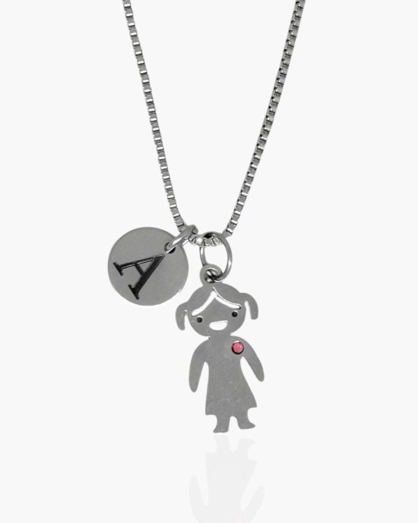 Colar Menininha com Medalha Inicial Personalizada em Aço Inoxidável