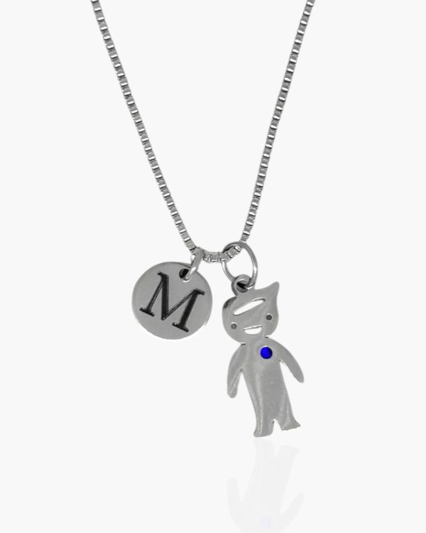 Colar Menininho com Medalha Inicial Personalizada em Aço Inoxidável