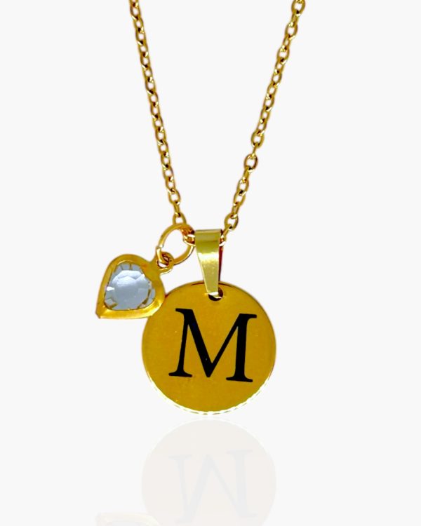 Colar Letra Personalizado com Pingente Coração Dourado