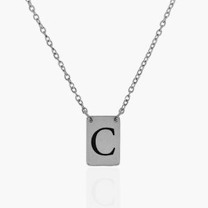 Colar Letra Placa Tipo Escapulário Personalizado em Aço Inoxidável