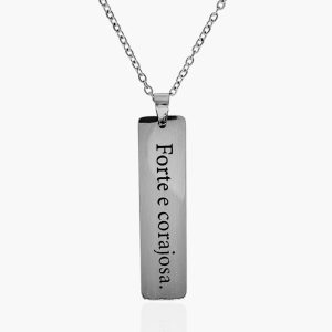 Colar Frase Retangular Personalizado em Aço Inoxidável