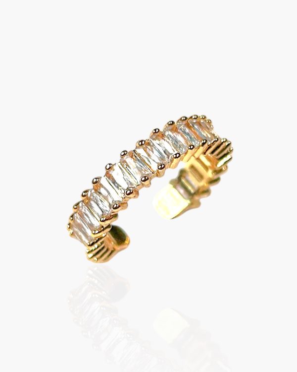 Anel Zircônia Cravejada luxo em Aço banhado a ouro 18k