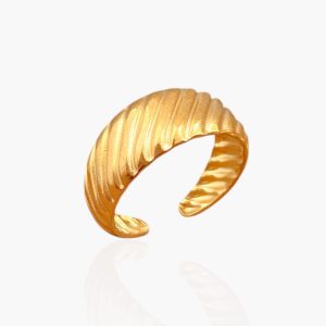 Anel Listras Bold Regulável em Aço Inoxidável banhado a ouro 18k