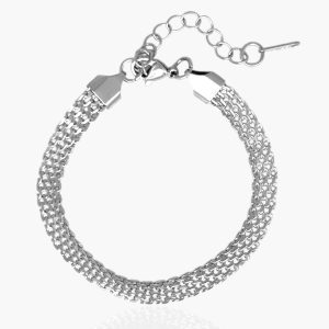 Pulseira de Malha Prata em aço inoxidável