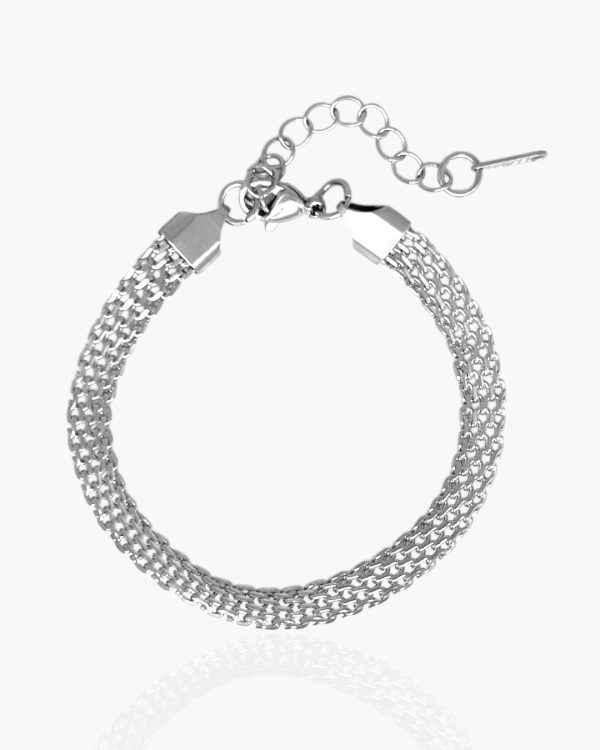 Pulseira de Malha Prata em aço inoxidável