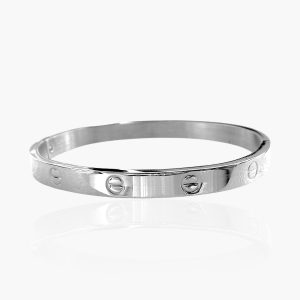 Bracelete Aro c/ círculos detalhados em Aço Inoxidável