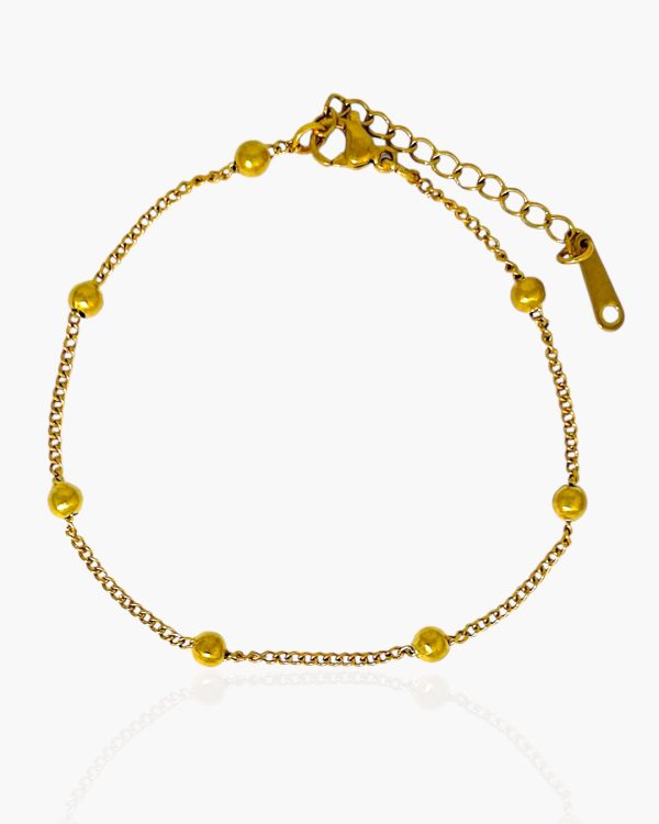 Pulseira Corrente bolinhas Clássica em Aço Inoxidável banhado a ouro 18k