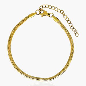 Puseira corrente cobra 3mm em Aço Inoxidável banhado a ouro 18k