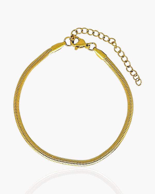Puseira corrente cobra 3mm em Aço Inoxidável banhado a ouro 18k